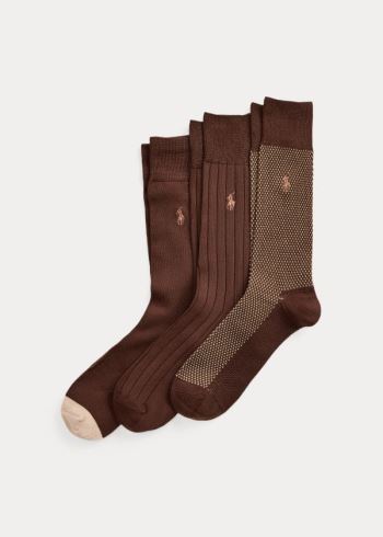 Ralph Lauren Birdseye Trouser Sock 3-Pack Čokolády | 88oZPpM2