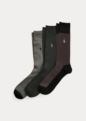 Ralph Lauren Birdseye Trouser Sock 3-Pack Černé | HxyirSi2
