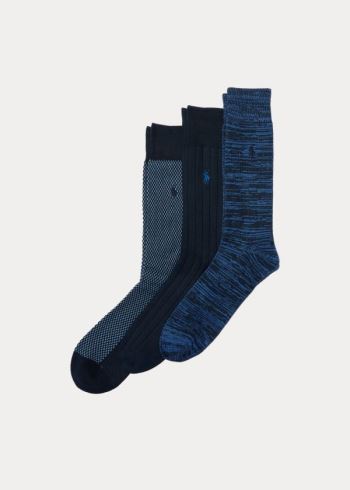 Ralph Lauren Birdseye Trouser Sock 3-Pack Tmavě Blankyt | OkMiBAD1