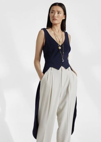 Ralph Lauren Bruno Wool Crepe Top Tmavě Blankyt | ZHVQKscz