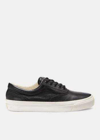 Ralph Lauren Bryn Læder Sneakers Černé | W7YkF9OX