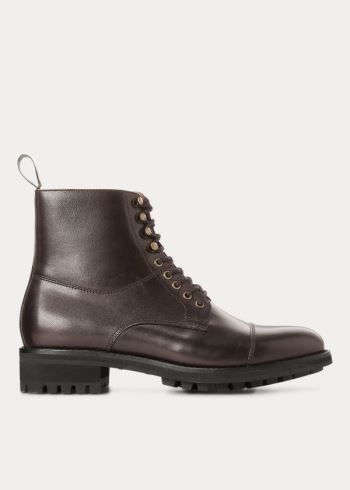 Ralph Lauren Bryson Cap-Špicí Læder Boot Tmavě Hnědé | V5bfDMmY