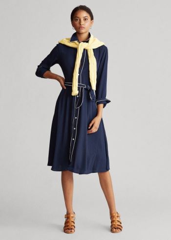 Ralph Lauren Buckled Shirtdress Tmavě Blankyt | obrtGqwo