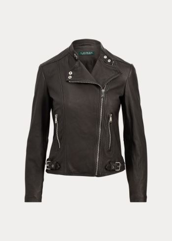 Ralph Lauren Burnished Læder Cyklistické Jacket Černé | Ulq88EpO