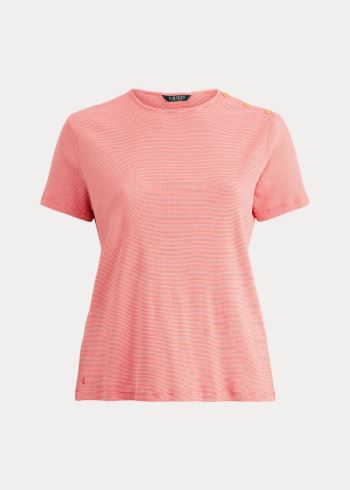 Ralph Lauren Button-Trim Striped Bavlněné Top Červené Bílé | QkQG8mZj