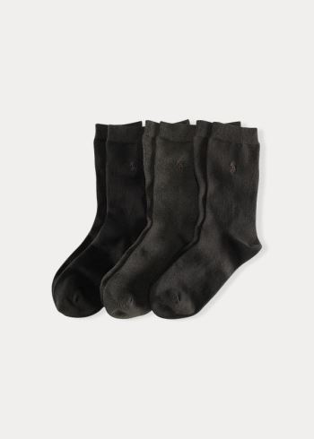 Ralph Lauren Byty Knit Crew Sock 3-Pack Hnědé | HQFmWI0N