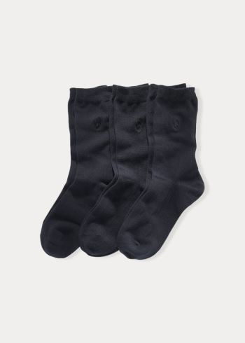 Ralph Lauren Byty Knit Crew Sock 3-Pack Černé | OBgvwMDi
