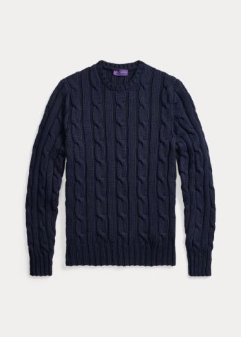 Ralph Lauren Cable Bavlněné-Blend Svetrové Tmavě Blankyt | HYwLFsOv