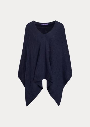 Ralph Lauren Cable Cashmere Poncho Scarf Tmavě Blankyt | 01Lgr8Sq