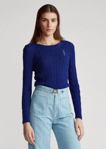 Ralph Lauren Cable-Knit Bavlněné Svetrové Královská Modrá Blankyt | Al88nRjF