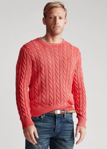 Ralph Lauren Cable-Knit Bavlněné Svetrové Koralove | on4oM6vu