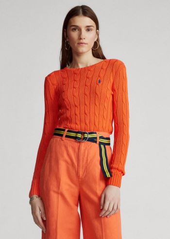 Ralph Lauren Cable-Knit Bavlněné Svetrové Oranžové | ujorxC0f