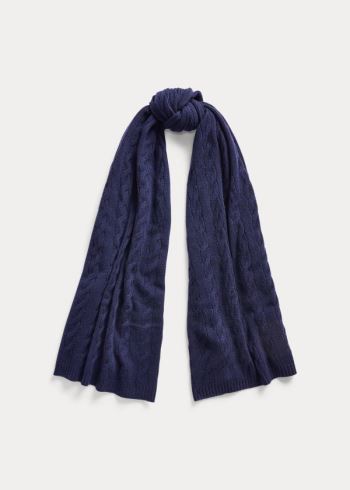 Ralph Lauren Cable-Knit Cashmere Scarf Tmavě Blankyt | DXQebiSH