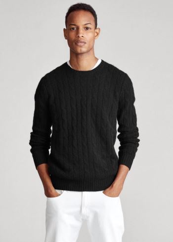 Ralph Lauren Cable-Knit Cashmere Svetrové Černé | DeupiULn