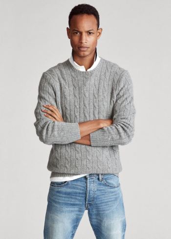 Ralph Lauren Cable-Knit Cashmere Svetrové Šedé | zRLJnOWn