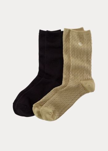 Ralph Lauren Cable-Knit Trouser Sock 2-Pack Hnědožlutý Černé | fEA3lxgH