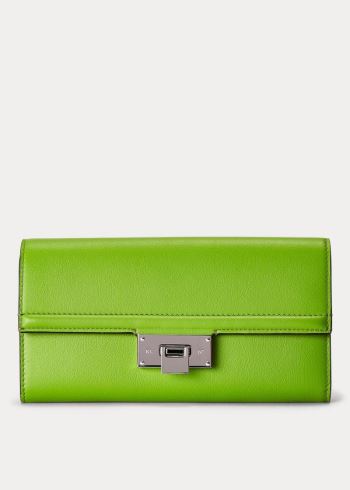 Ralph Lauren Calfskin Hinge-Lock Wallet Zelene | NzF6cZ0e