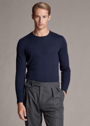 Ralph Lauren Cashmere Crewneck Svetrové Tmavě Blankyt | j79ie47M