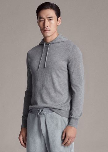 Ralph Lauren Cashmere S Kapucí Svetrové Světle Šedé | 5ZeNVOdT