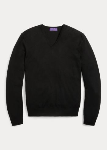 Ralph Lauren Cashmere V-Neck Svetrové Černé | sUMKZNwh