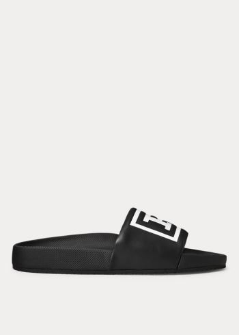 Ralph Lauren Cayson Polo Pantofle Sandal Černé Bílé | P28YHXq4