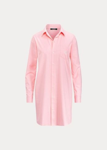 Ralph Lauren Checked Bavlněné Sleep Shirt Růžové | GeOfqiV7