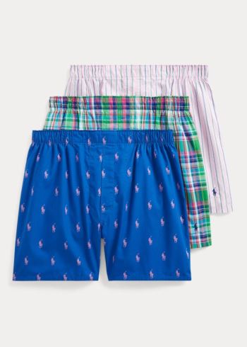 Ralph Lauren Classic Boxerské 3-Pack Blankyt Růžové Proužek | DjNm3jLD