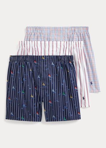 Ralph Lauren Classic Boxerské 3-Pack Tmavě Blankyt Viacfarebný Proužek | jlx8xF6d