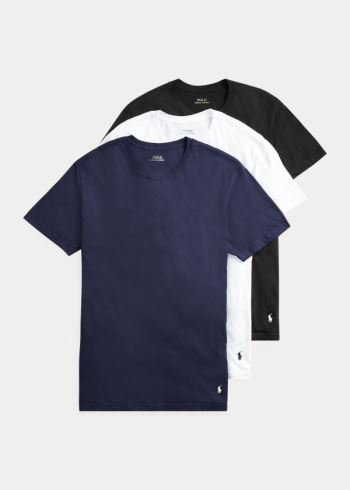 Ralph Lauren Classic Crewneck 3-Pack Tmavě Blankyt Bílé Černé | IJQ6MouL