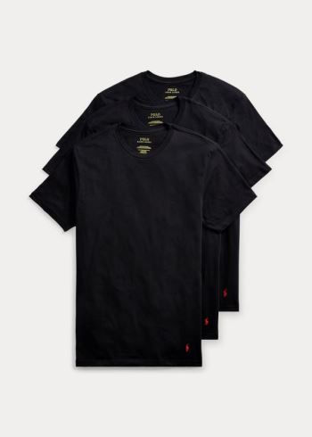 Ralph Lauren Classic Crewneck 3-Pack Černé | uUl5DxAV
