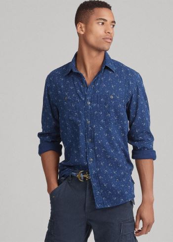 Ralph Lauren Classic Fit Anchor Workshirt Indigo | SIeSzdlK