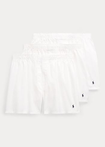 Ralph Lauren Classic Fit Boxerské 3-Pack Bílé | BqUtZejB