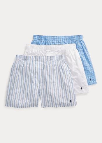 Ralph Lauren Classic Fit Boxerské 3-Pack Blankyt Bílé Proužek | gyQu0TqN
