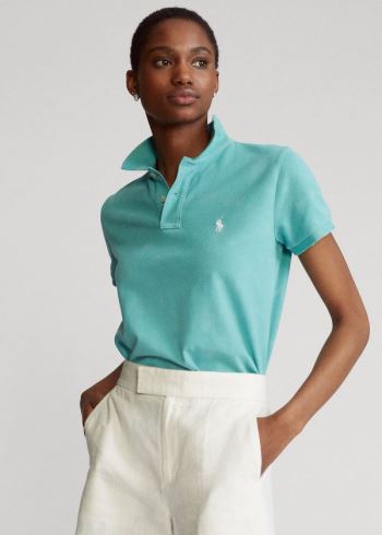 Ralph Lauren Classic Fit Frayed Polo Shirt Tyrkysové | fC5avefd