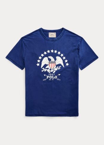 Ralph Lauren Classic Fit Graphic T-Shirt Tmavě Blankyt Královská Modrá | S74gAgto