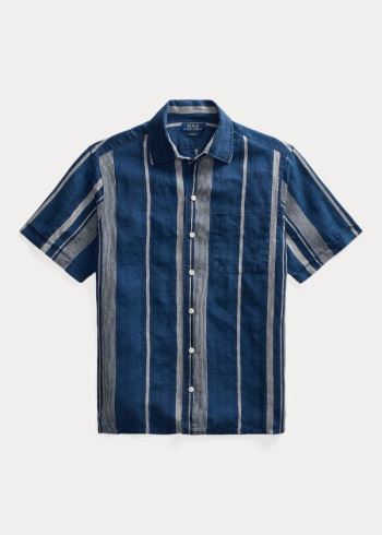 Ralph Lauren Classic Fit Indigo Linen Shirt Viacfarebný Proužek | 1bxi9lPl