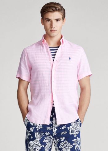 Ralph Lauren Classic Fit Linen Shirt Růžové | 2nOtwQAB