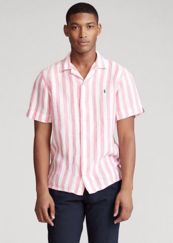 Ralph Lauren Classic Fit Linen Shirt Růžové Bílé | Akp2A9VB
