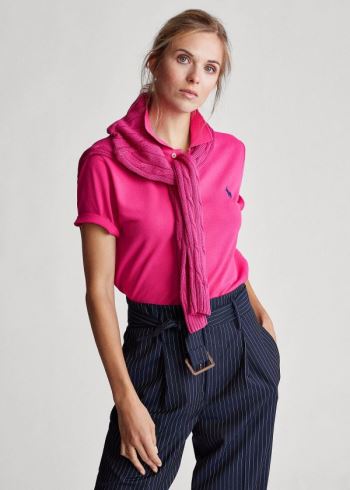 Ralph Lauren Classic Fit Mesh Polo Shirt Tmavě Růžové | IiS1piTj