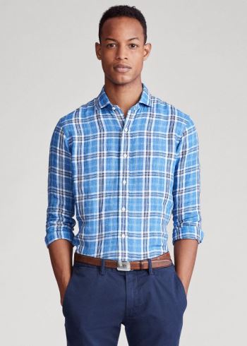 Ralph Lauren Classic Fit Plaid Linen Shirt Blankyt Bílé Viacfarebný | jXYCH19P