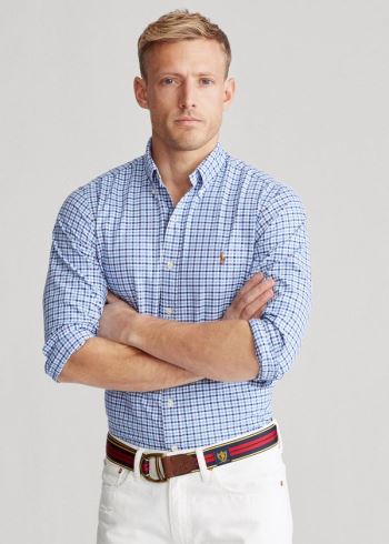 Ralph Lauren Classic Fit Plaid Oxford Shirt Blankyt Tmavě Blankyt Viacfarebný | P1SOpTz2