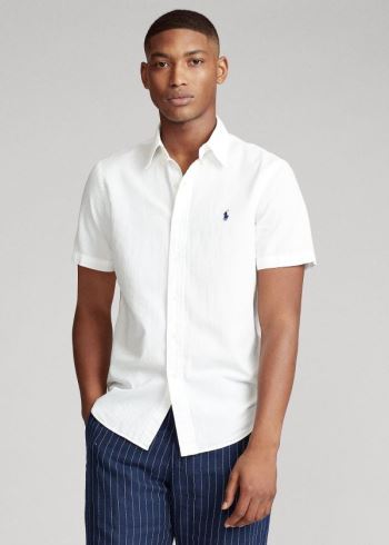Ralph Lauren Classic Fit Seersucker Shirt Bílé | xD73u4ay