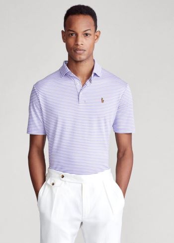 Ralph Lauren Classic Fit Soft Bavlněné Polo Fialové Bílé | 8scCcCRQ