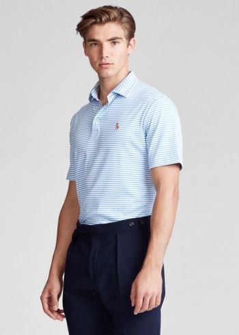 Ralph Lauren Classic Fit Soft Bavlněné Polo Blankyt Bílé | dh3hwmtk