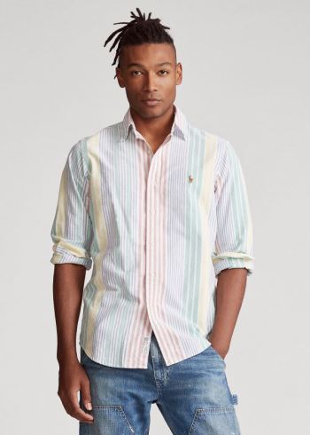 Ralph Lauren Classic Fit Striped Shirt Červené Blankyt Žluté Viacfarebný | ry901Wfv