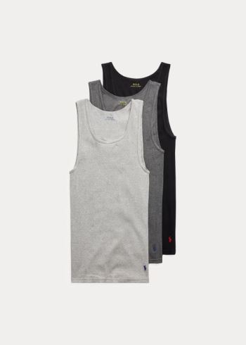 Ralph Lauren Classic Tank 3-Pack Černé Tmavě Šedé Šedé | zP8gM373