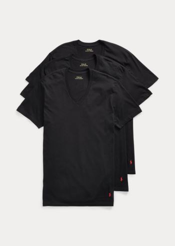Ralph Lauren Classic V-Neck 3-Pack Černé | BWhZHeFe
