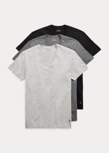 Ralph Lauren Classic V-Neck 3-Pack Šedé Tmavě Šedé Černé | T7gm4dPm