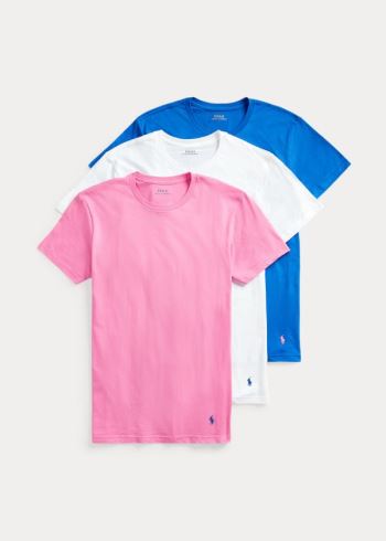 Ralph Lauren Classic Wicking Crew 3-Pack Blankyt Růžové Bílé | JMkP2LRD