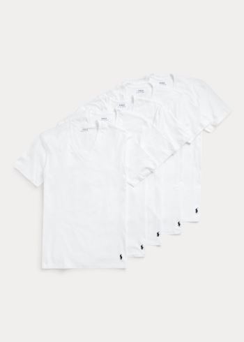 Ralph Lauren Classic Wicking V-Neck 5-Pack Bílé Tmavě Blankyt | moJ72zyC